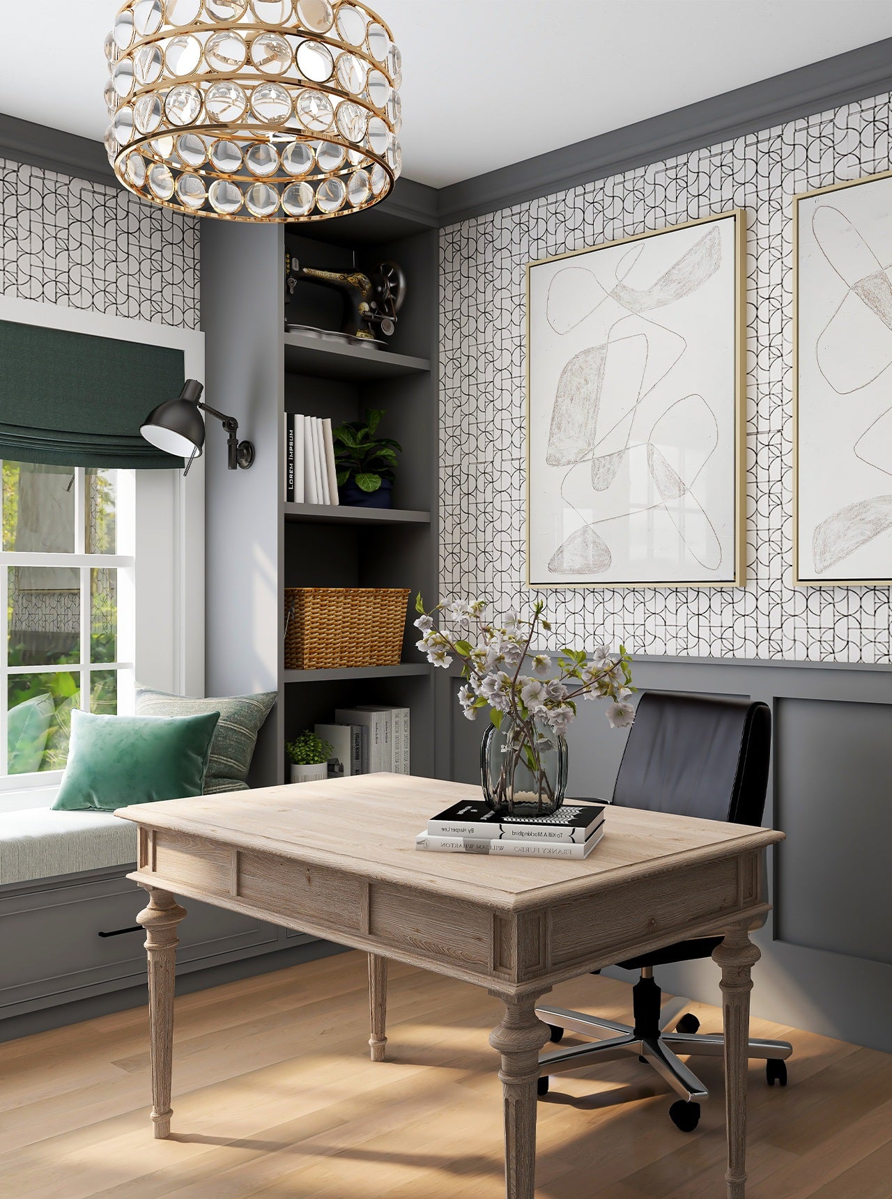 Dining room wallpaper installation project